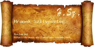 Hranek Szilveszter névjegykártya